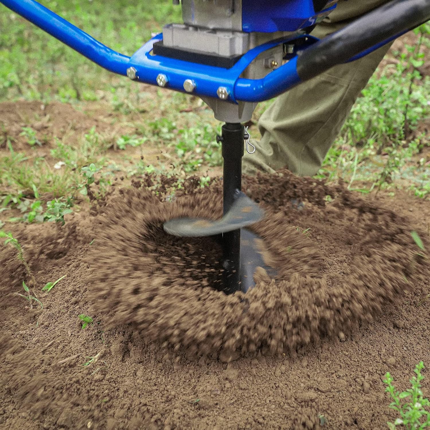 Post Hole Digger Gas Powered, 52cc 2.4 HP 2 Stroke Engine Earth Auger with 8quot; Drill Bit, EPA Compliant Post Hole Auger