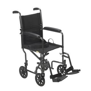 Drive Medical Lightweight Steel Transport Wheelchair with Fixed Full Arms TR39E-SV