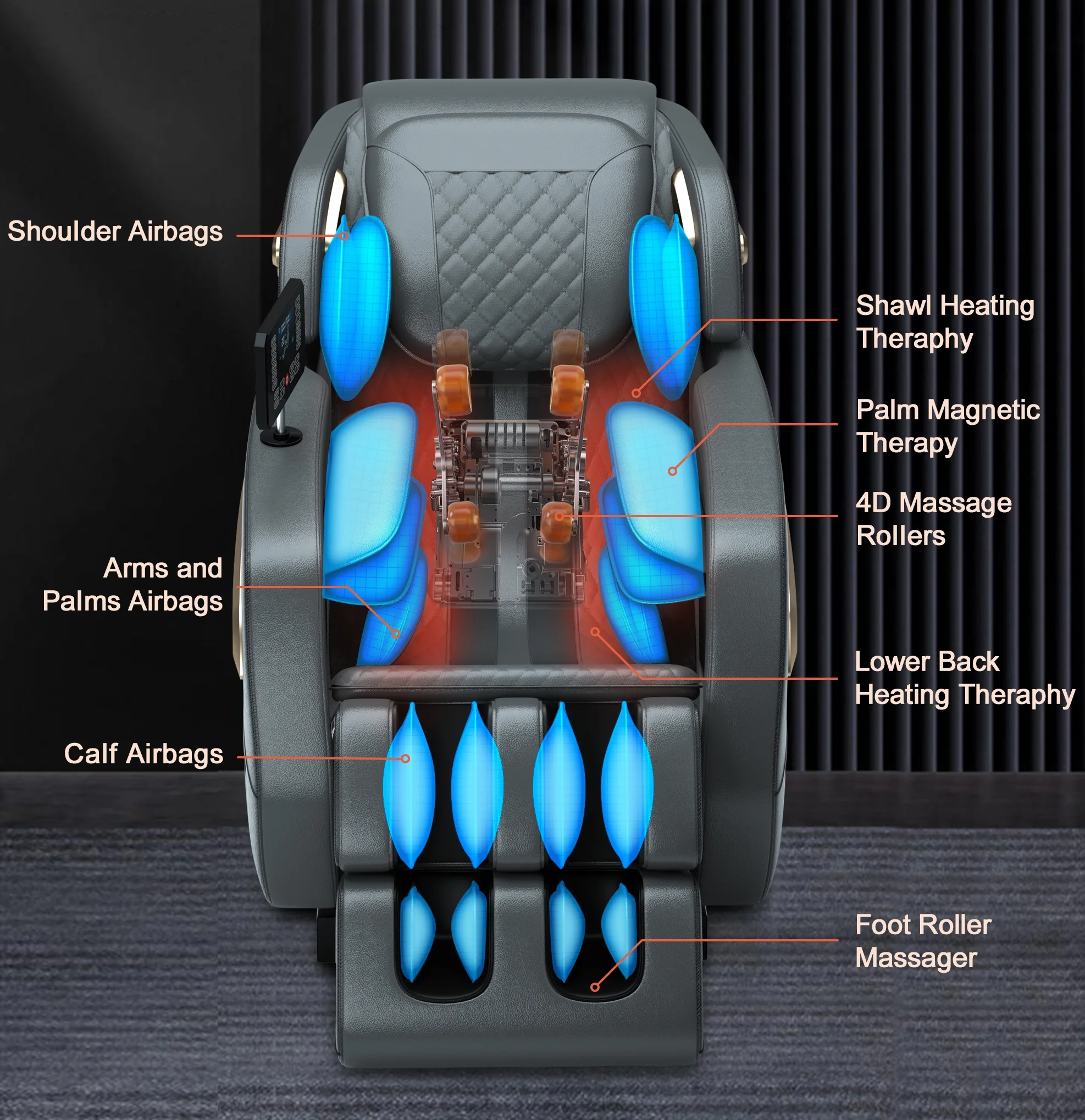 2024 4D Zero Gravity Massage Chair, Full Body Shiatsu Recliner with Yoga Stretching, SL Track, Intelligent Voice Control, Calf Kneading, Calfrest Extension, Premium Black Leather