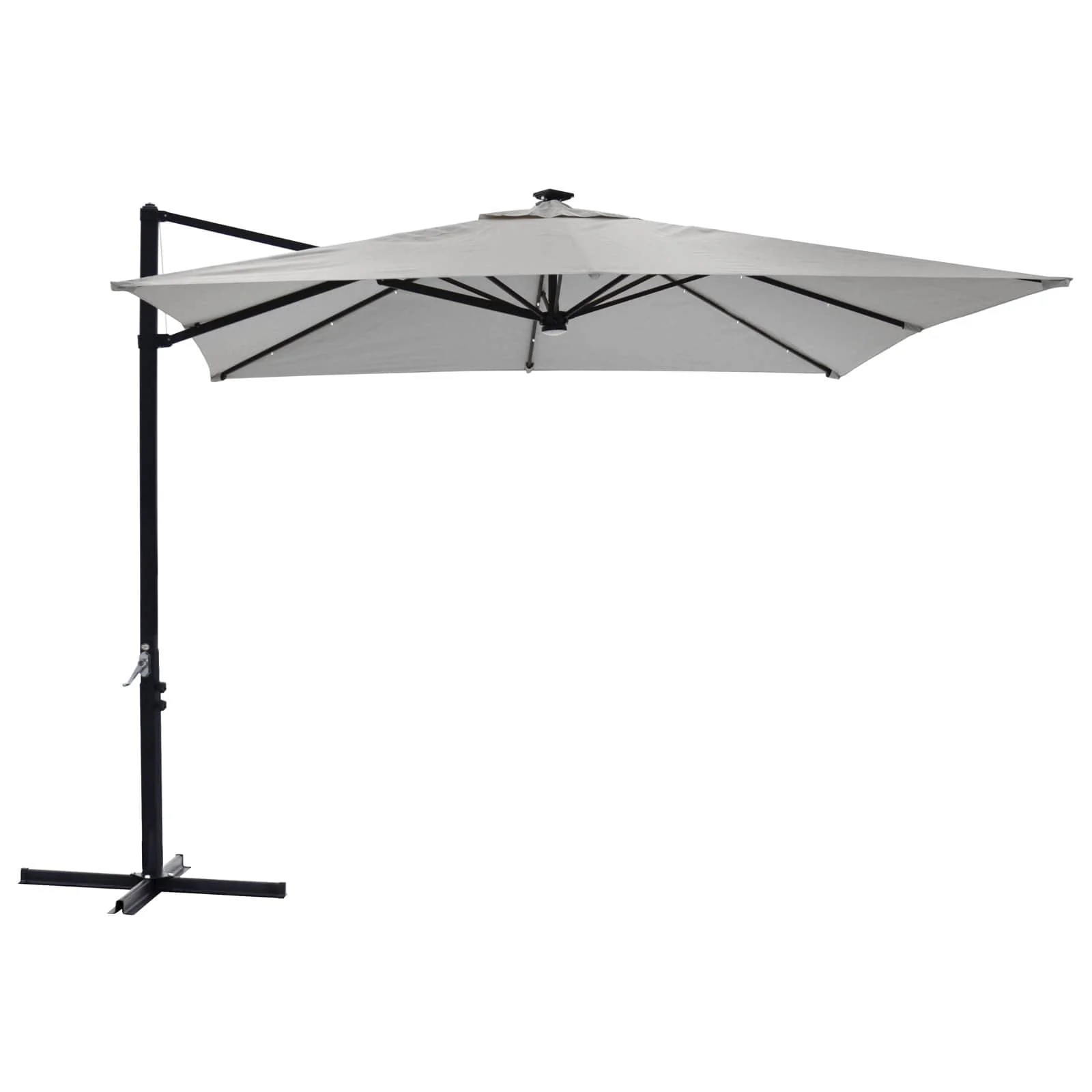 2026 Azuma 3m Square Parasol Solar LED Lights Offset Garden Canopy