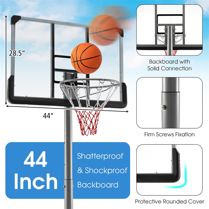 2026 Portable Outdoor Basketball Hoop 64’’-79’’ Adjustable Poolside Basketball Goal System with 44