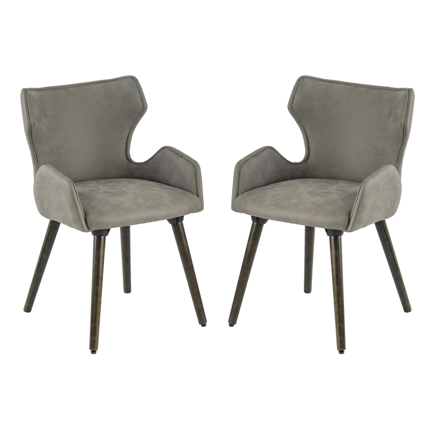 A & B Home Set Of 2 Dining Chair With Dark Brown And Gray Finish 49809-GRAY-DS