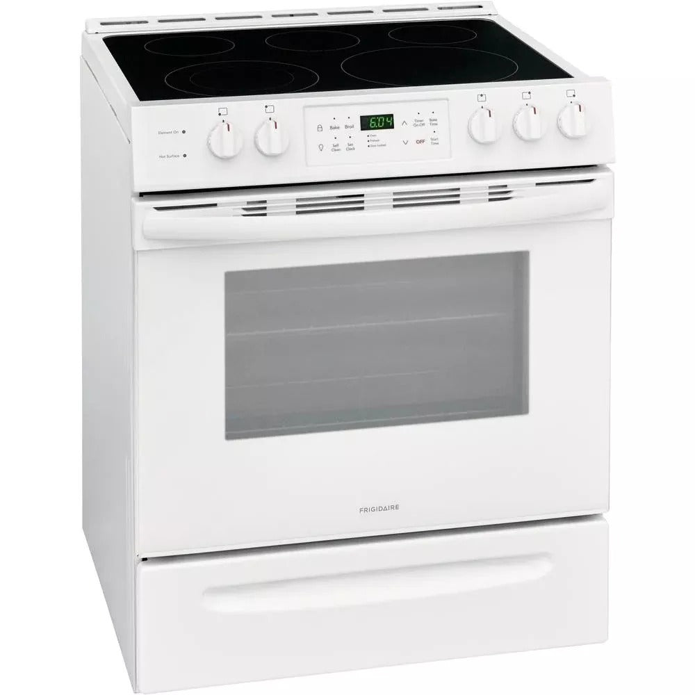 30 in. 5.0 cu. ft. Single Oven White with NVS Black Glass