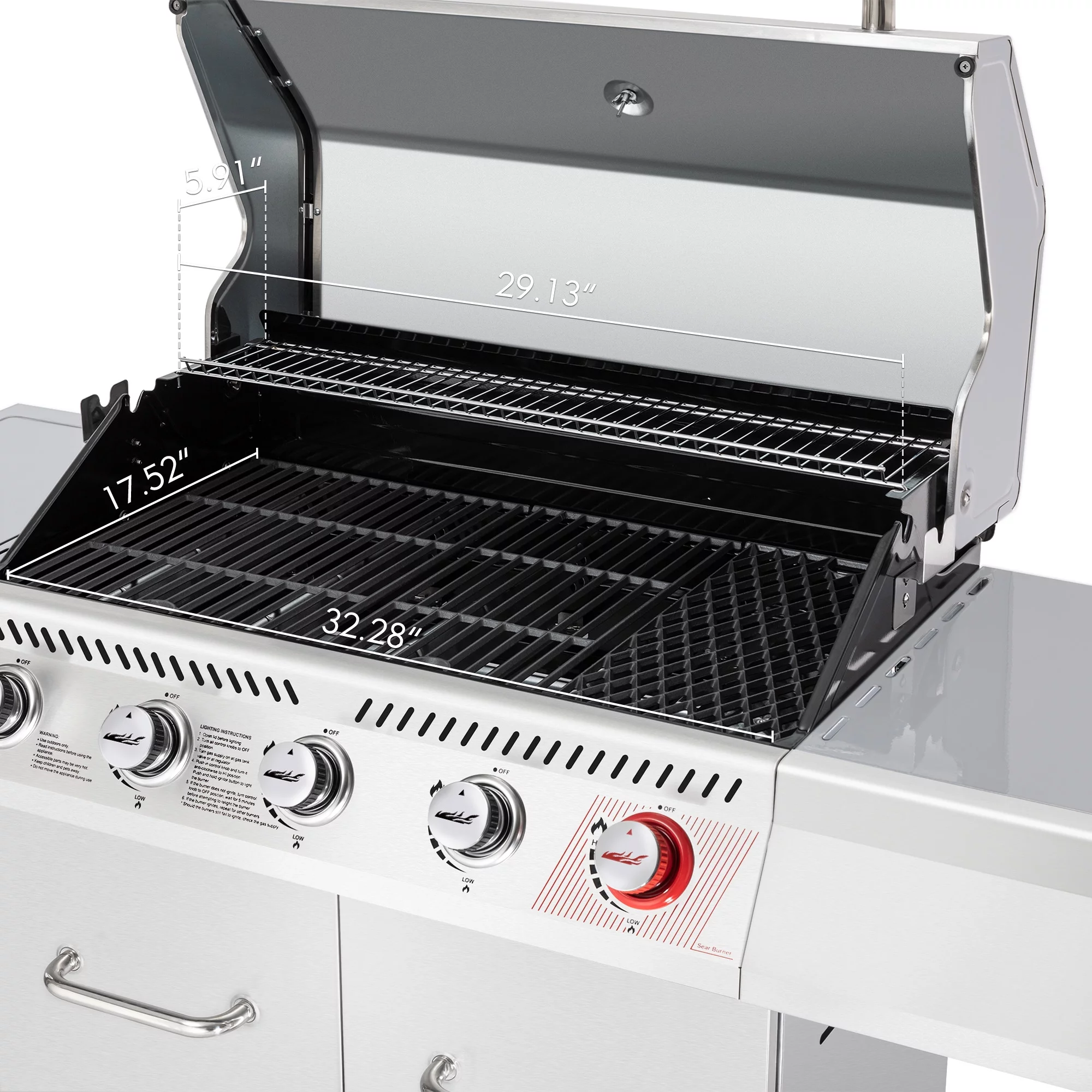 2026 Royal Gourmet GA5404S Deluxe Stainless Steel 5-Burner Gas Grill with Rotisserie Kit, Sear Burner, and Side Burner, 64,000 BTU Cabinet Style Gas Grill, Silver