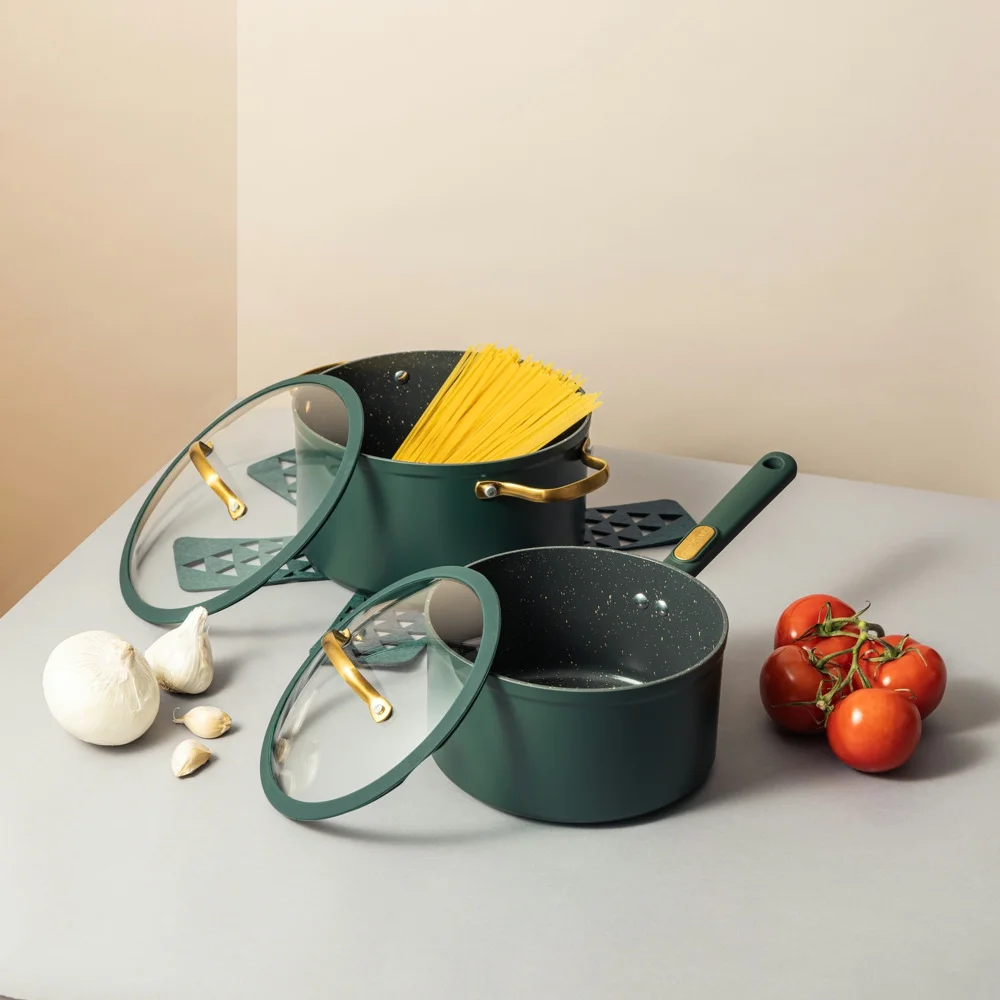 2026 Thyme & Table Non-Stick 12-Piece Granite Cookware Set, Hunter Green