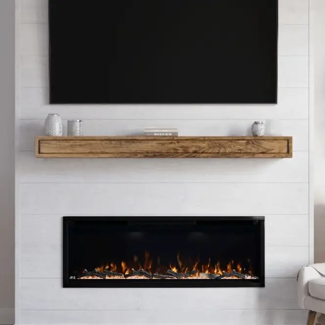 Modern Ember 50 in. Aerus LED Smart Electric Fireplace in Black with App Remote Control, Timer, and Multi-Color Flames