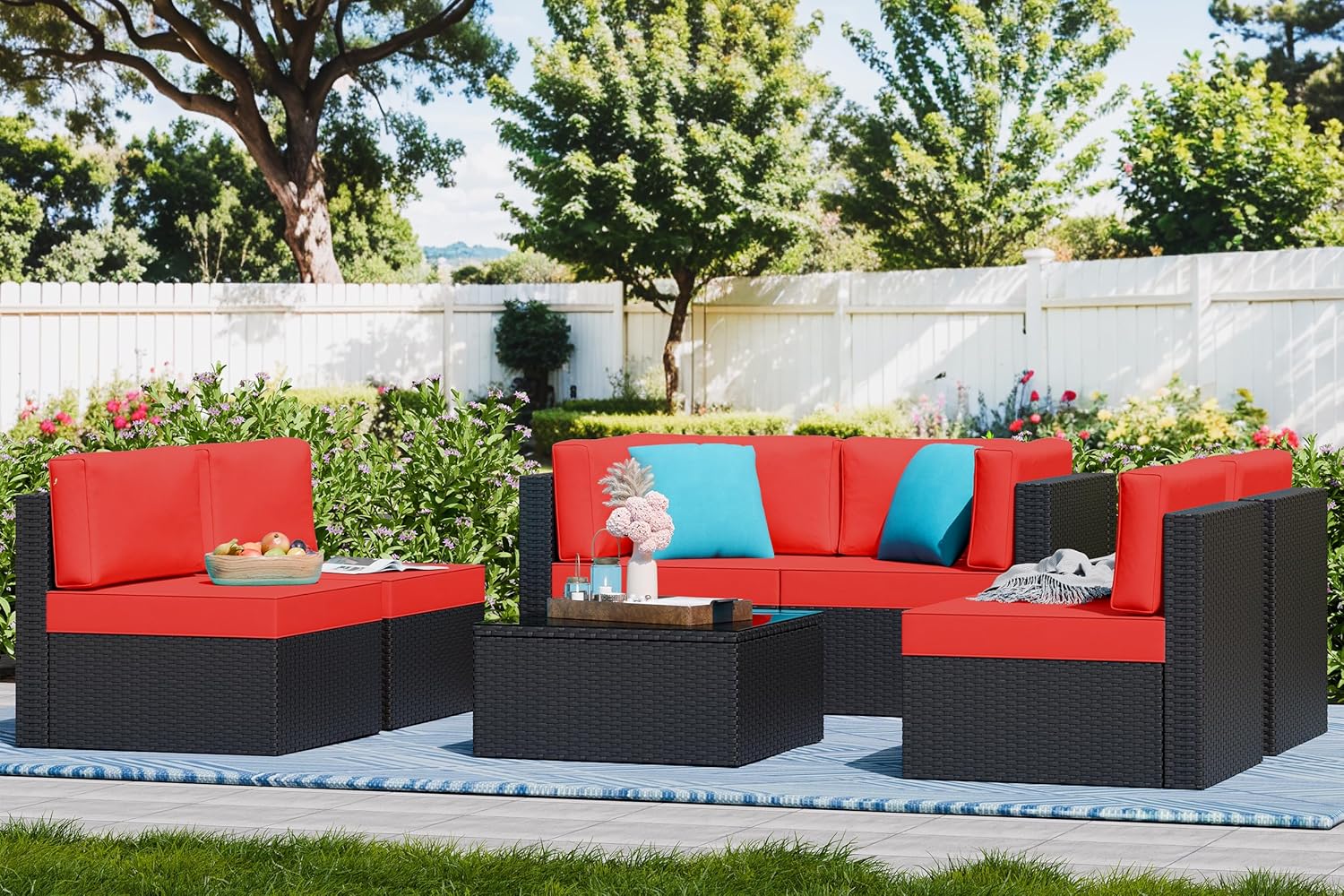 5 Piece All-Weather Patio Furniture Set with Ottoman