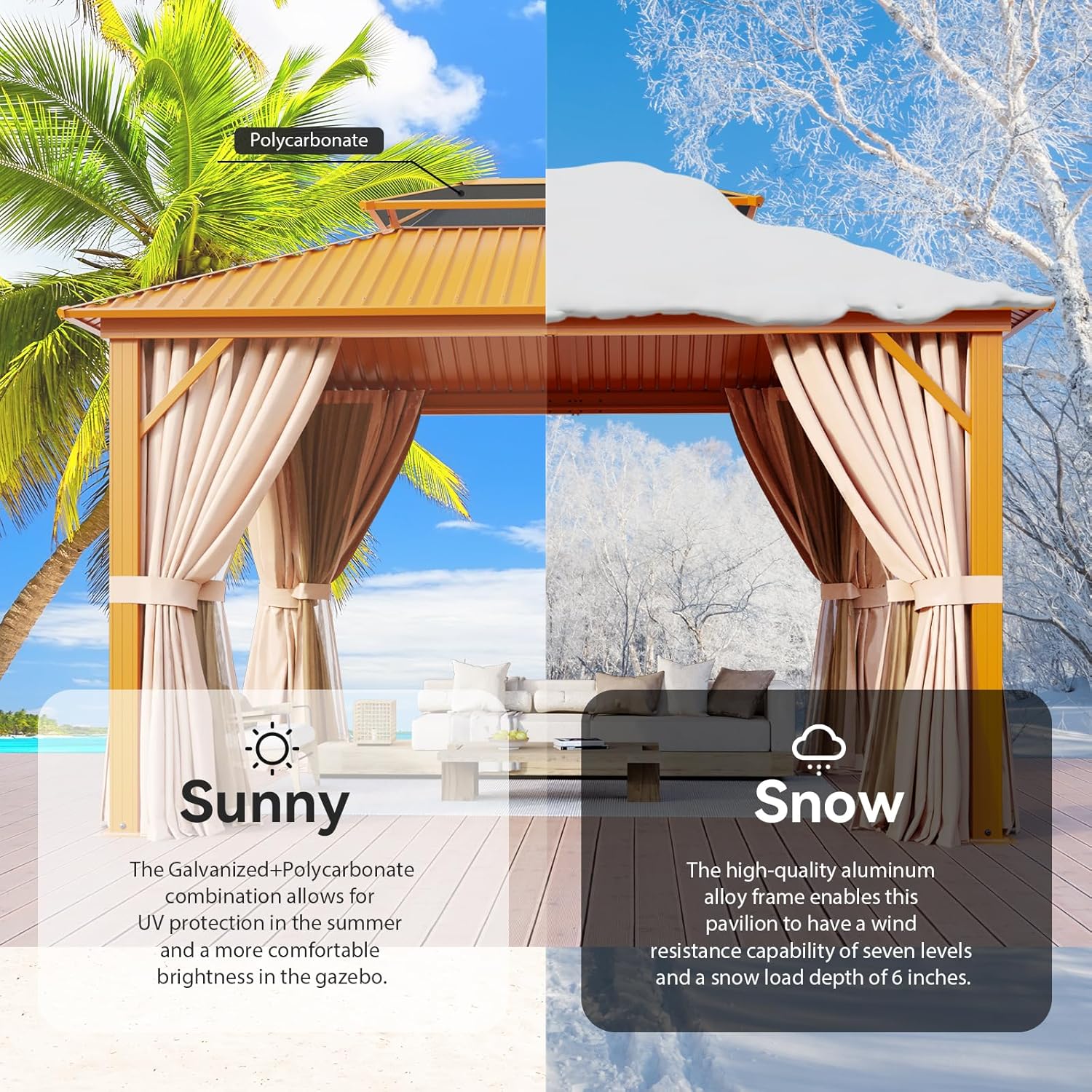 12’X10′ Hardtop Gazebo with Curtains and Netting