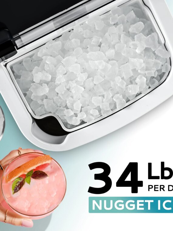 EUHOMY Nugget Ice Maker Countertop with Handle