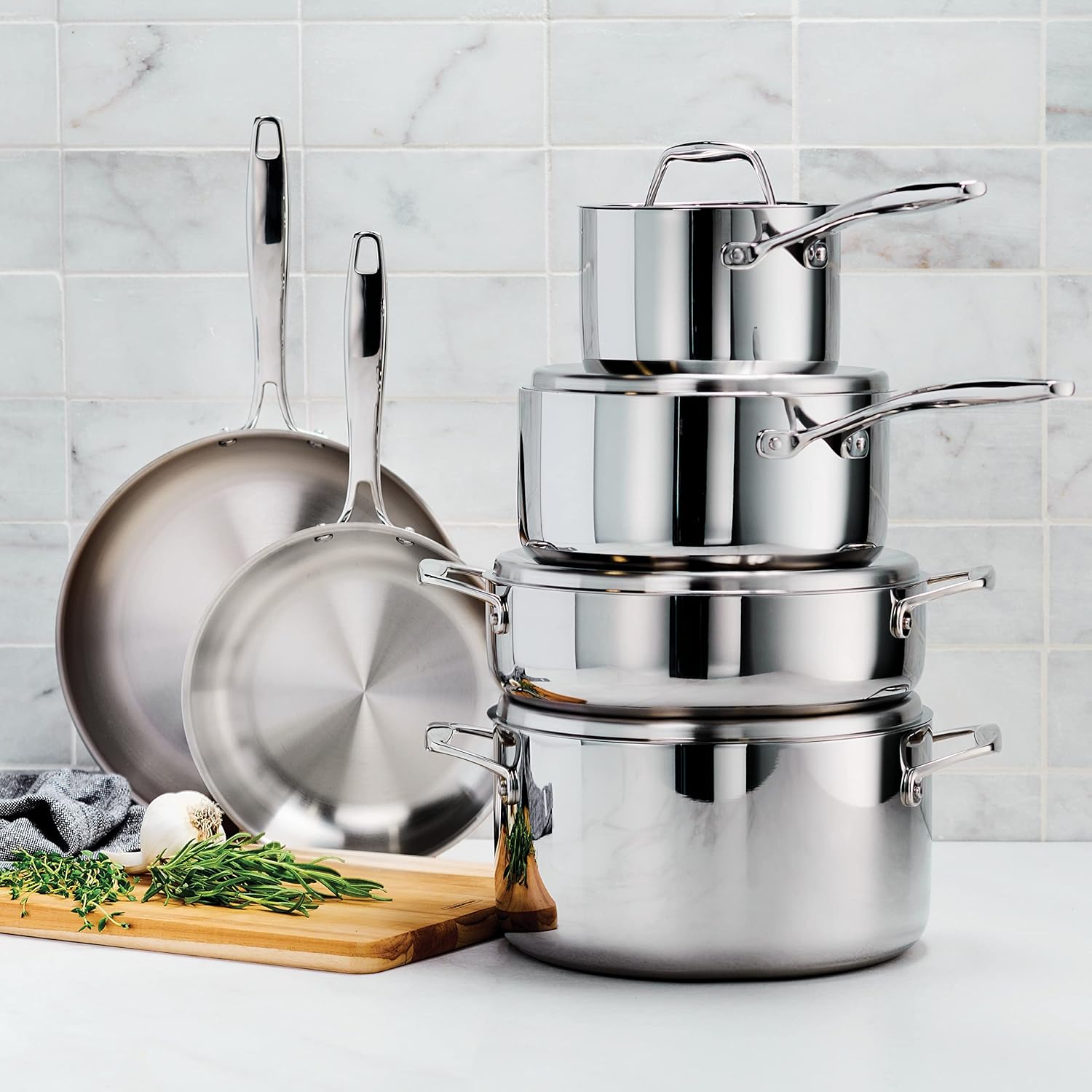 Tri-Ply Clad Stainless Steel 12-Piece Cookware Set