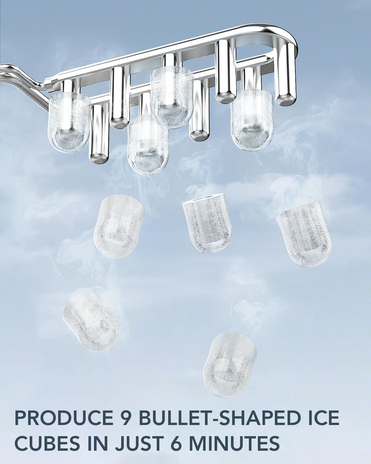 2026 Ice Maker Countertop, Efficient Easy Carry Ice Machine, Self-Cleaning Ice Maker with Ice Scoop & Basket, 9pcs/ 8mins 26.6Lbs Per Day for Home/Office/Kitchen,Black