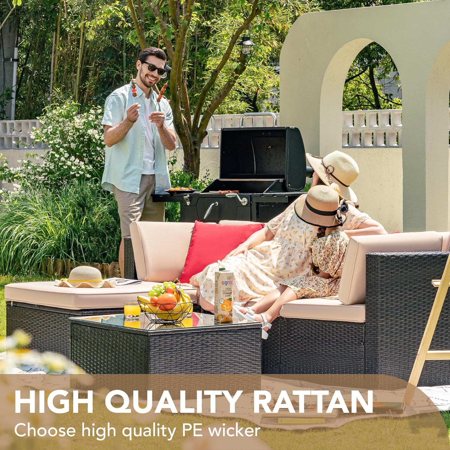 5 Pieces All-Weather Patio Furniture Set with Cushions