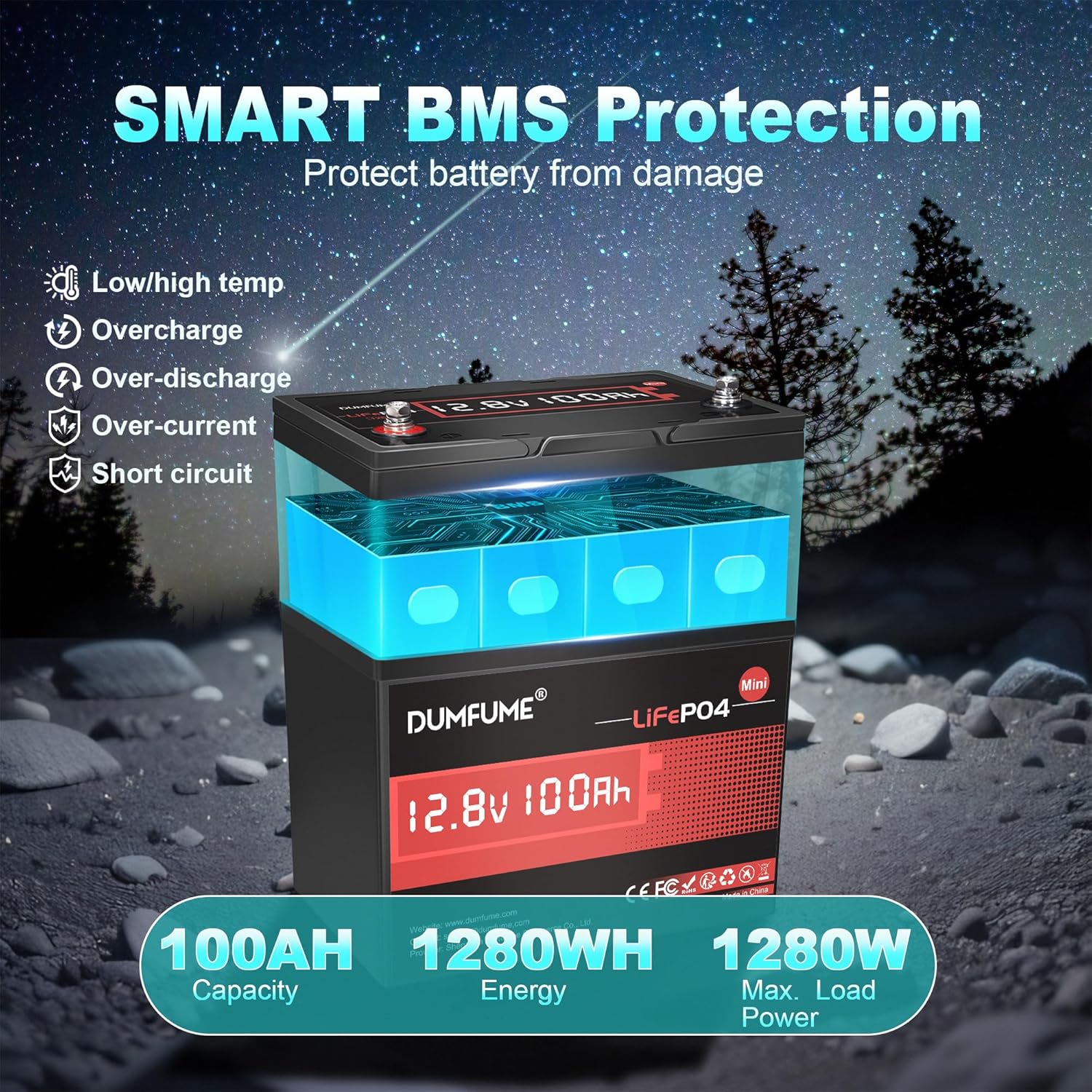 12V 300Ah Lithium LiFePO4 Battery with 200A BMS