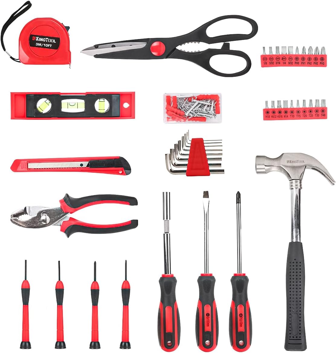 2026 KINGTOOL Home Tool Set Kit - 286 PCS Home Auto Repair Tool Kit with Rolling Tool Box, Mechanic Tool Sets with 21V Max Cordless Power drill, Perfect for Homeowner, Diyer, Handyman