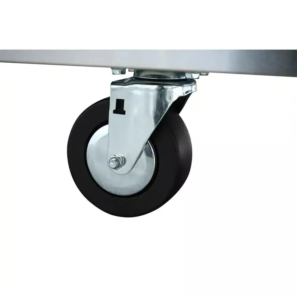 2026 72 in. 18-Drawer 24 in. D Mobile Workbench with Solid Wood Top Stainless Steel