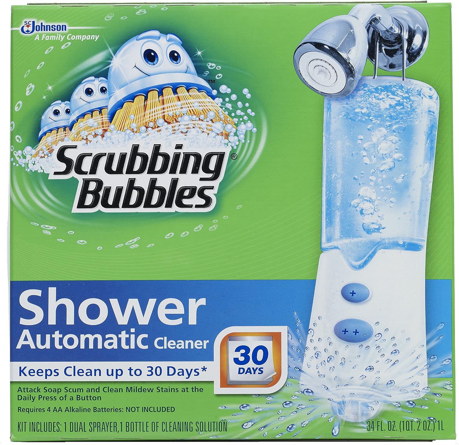 Bubbles Automatic Shower Cleaner, Starter Kit, 34 Ounce.