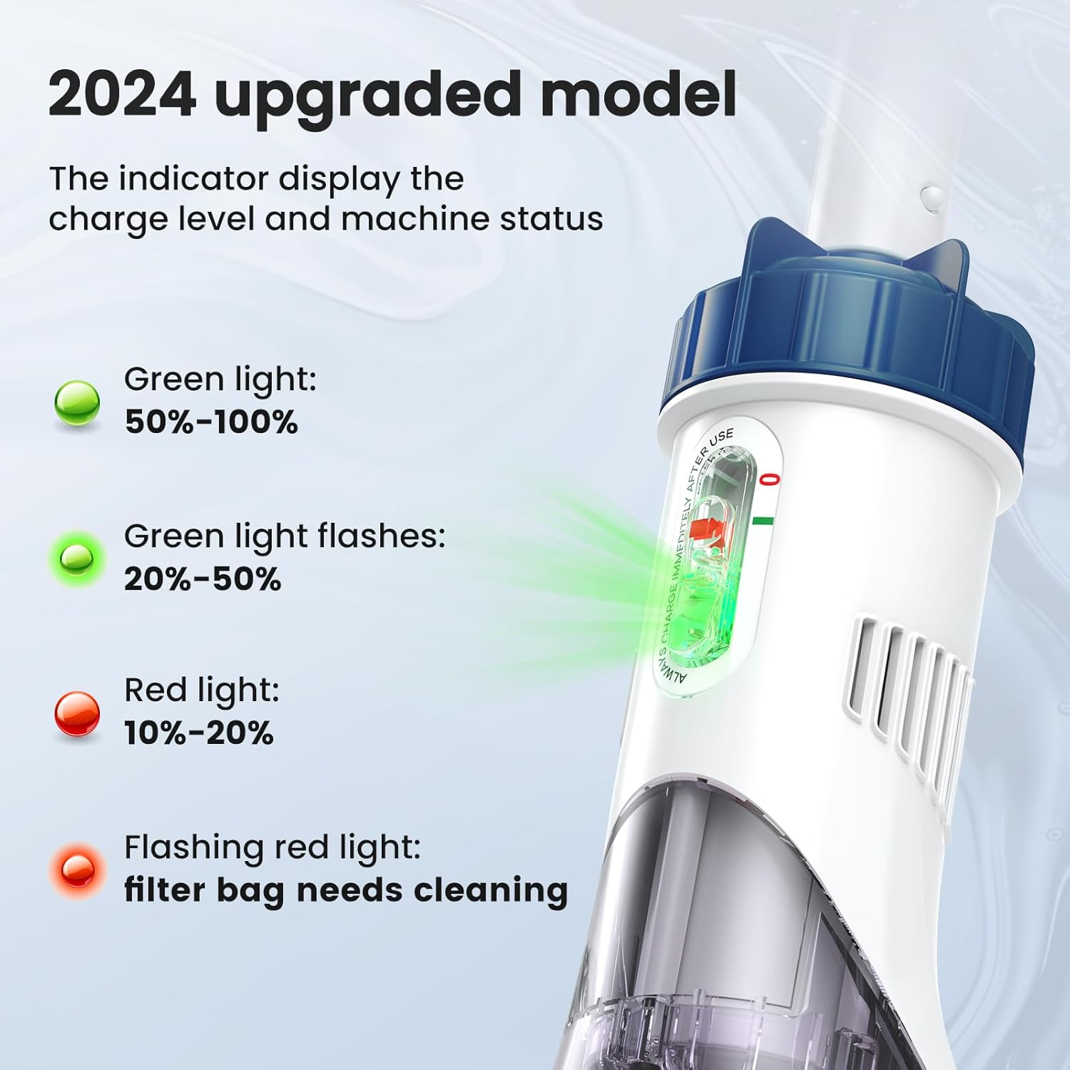 2026 Pool Vacuum for Above Ground Pool with a Telescopic Pole, Running time up to 1H, T403 Handheld Rechargeable Pool Cleaner with Powerful Suction up to 18.5 gallons/min, Ideal for Leaves, Debris