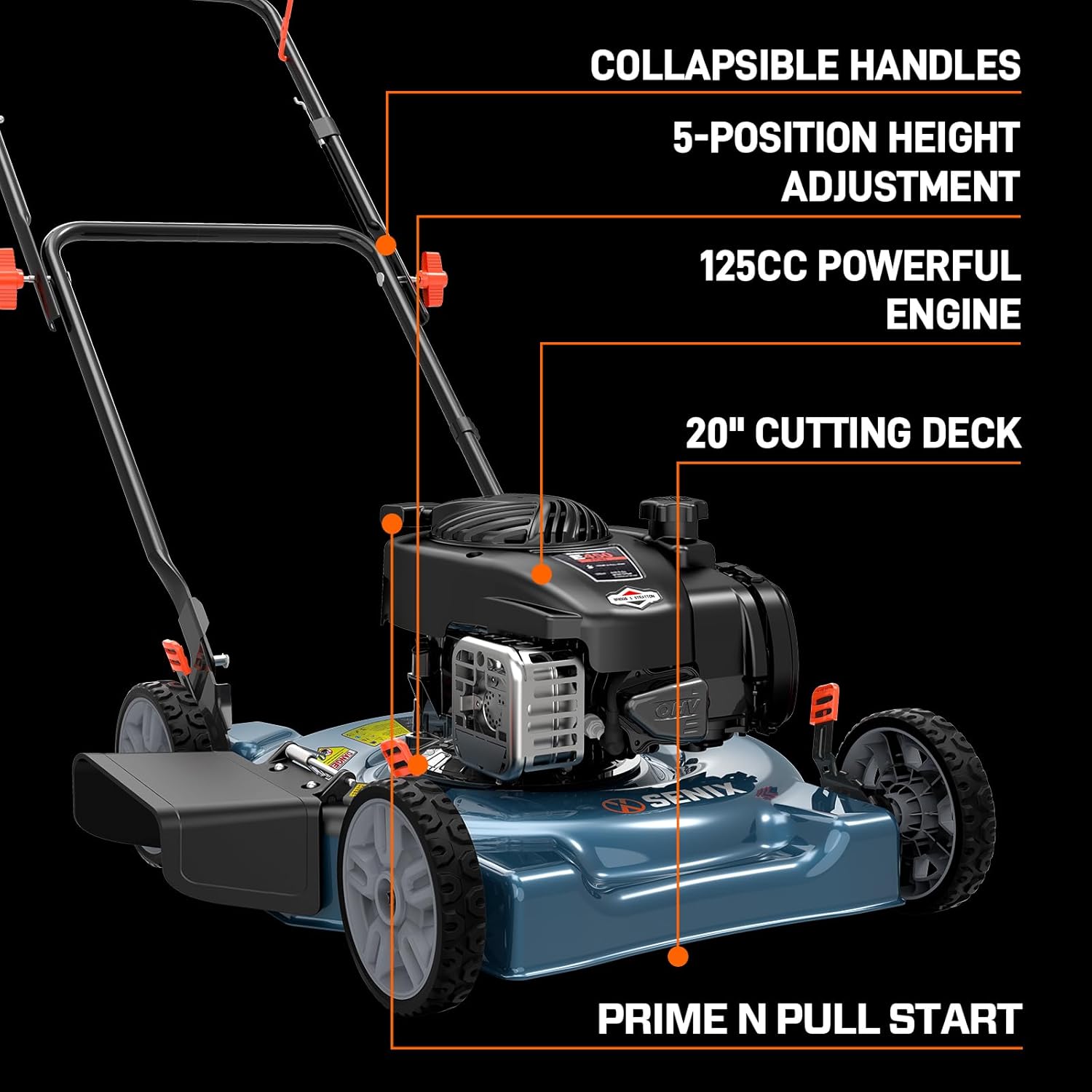 20-Inch Gas Lawn Mower with 125cc Briggs Engine