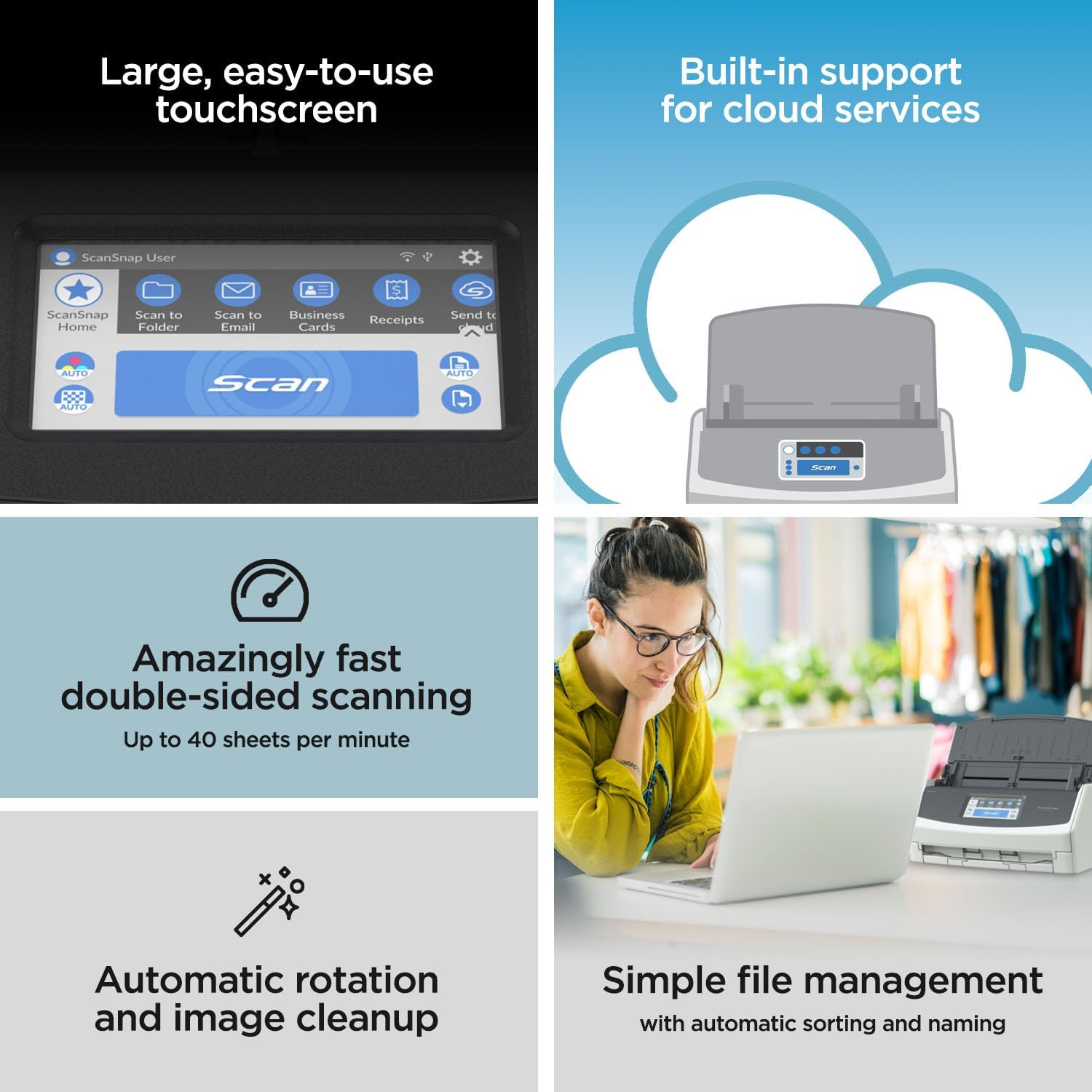 Ix1600 Wireless USB Document Scanner with Touchscreen