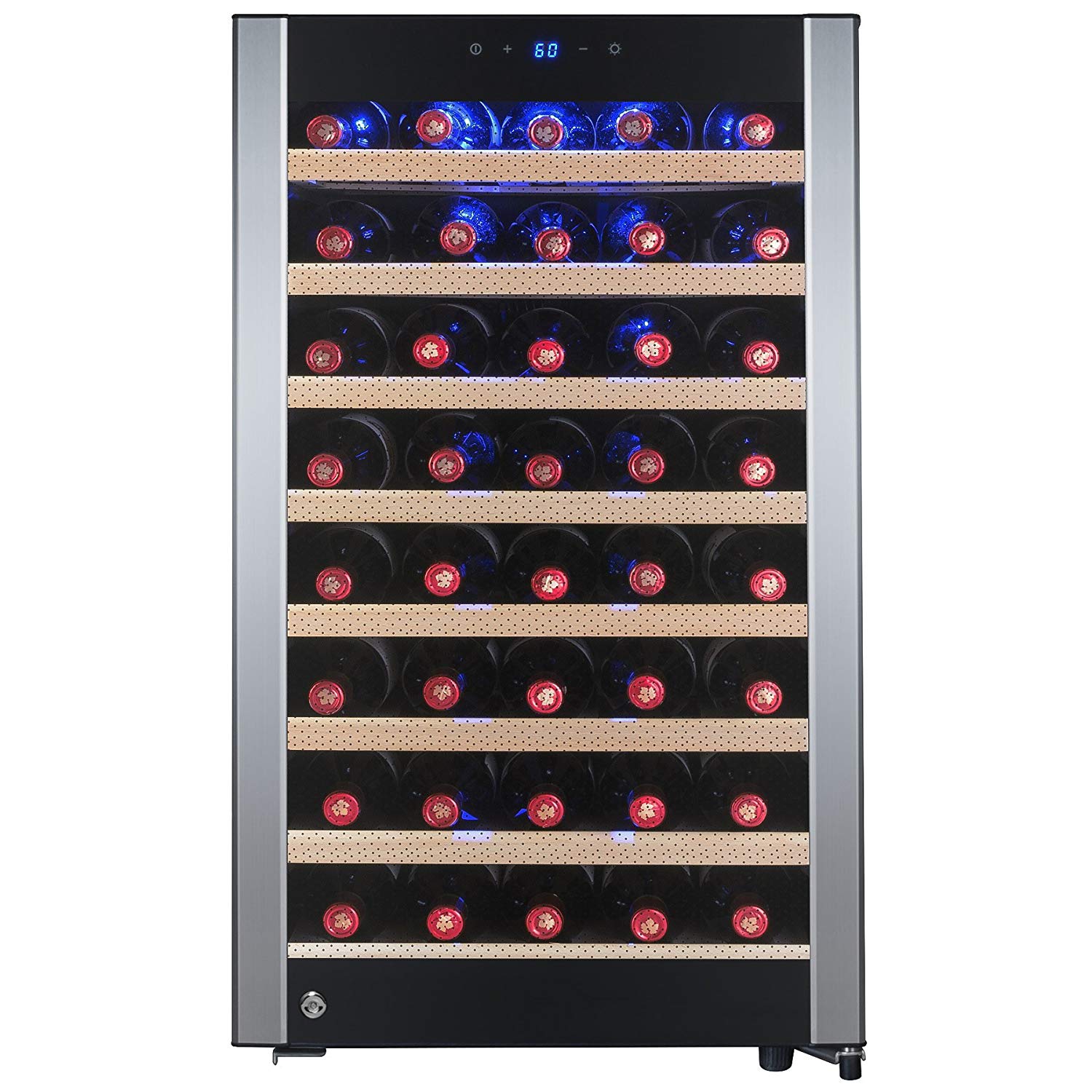 2026 AKDY 52 Bottles Single Zone Compressor Function Freestanding Refrigerator Wine Cooler Cellar