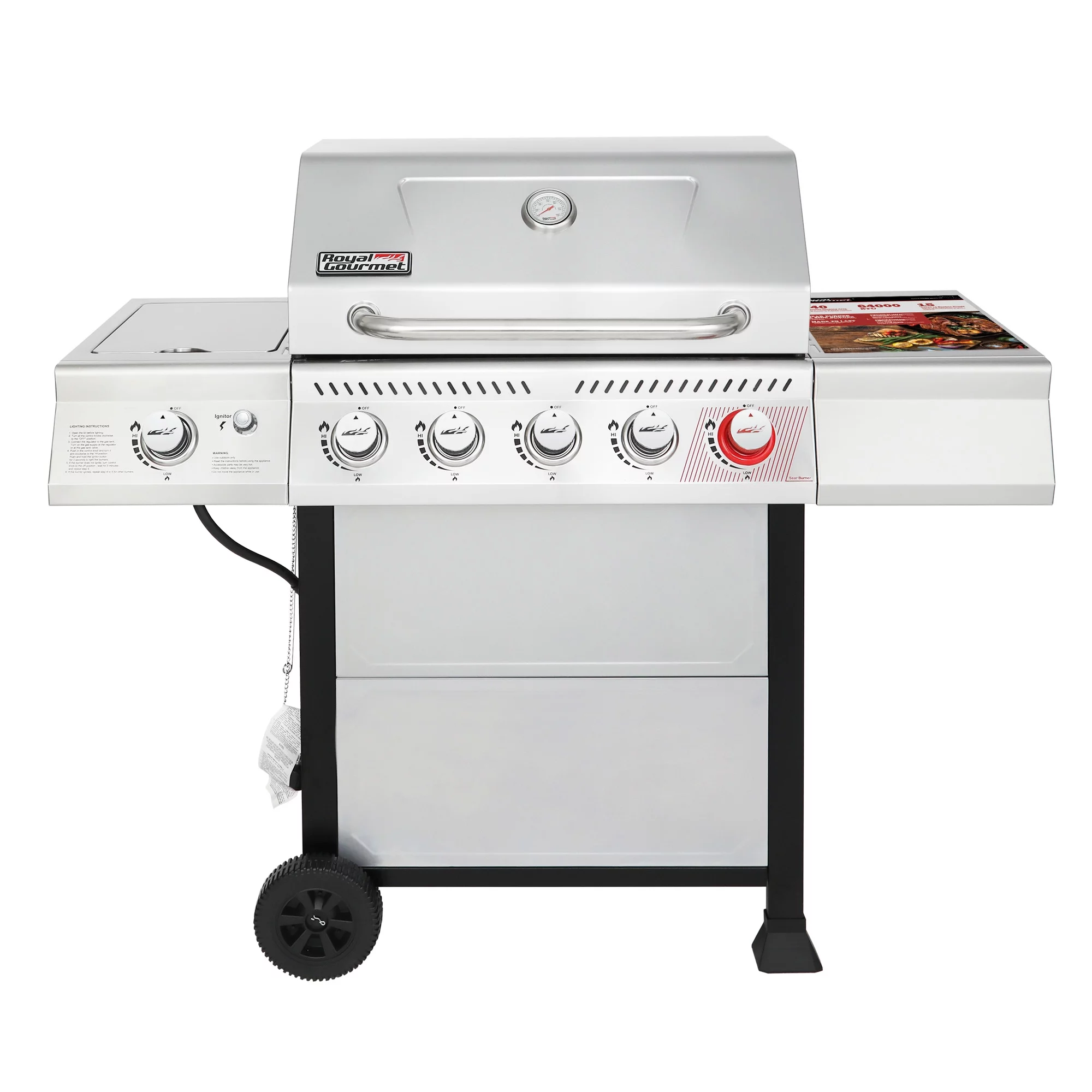 2026 Royal Gourmet GA5401T 5-Burner BBQ Liquid Gas Grill with Sear Burner and Side Burner, 64,000 BTU