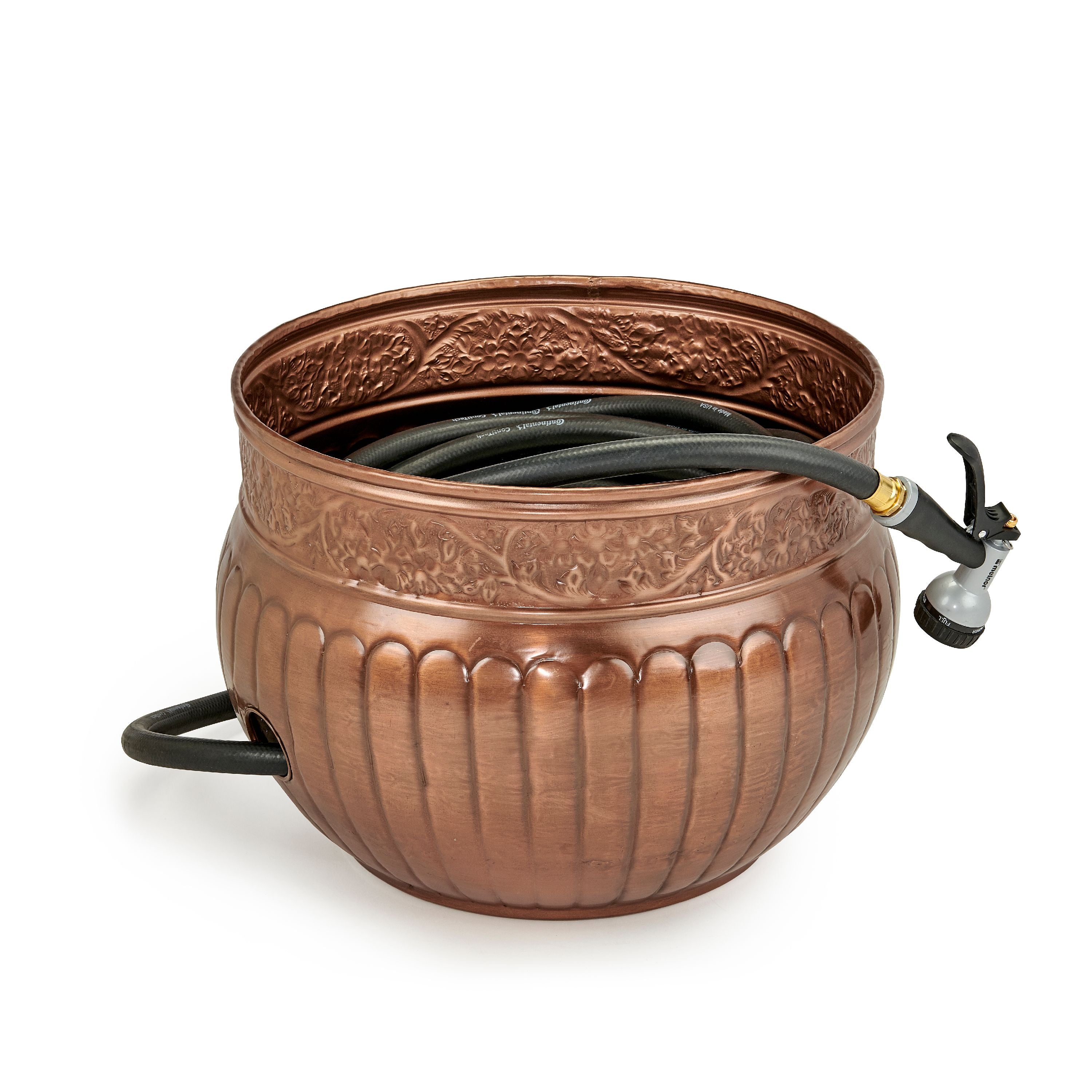 Good Directions La Jolla Hose Pot with Lid, Copper Finish - Holds 150 ft. Hose