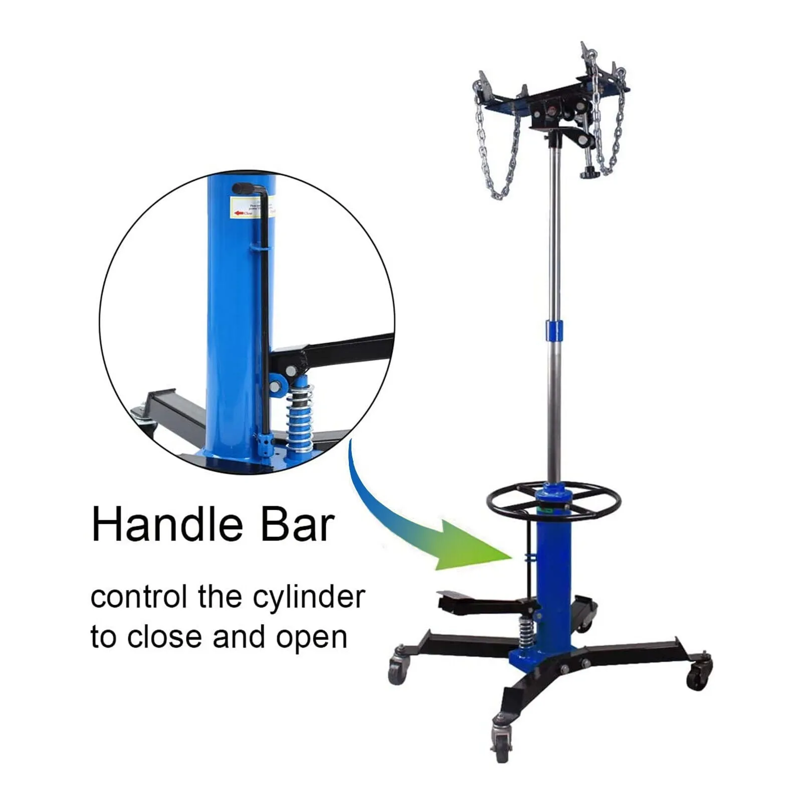 2026 1660 Pounds Hydraulic Car Transmission Jack Vertical Lift with 360° Swivel Wheel Pedal ,Blue,33