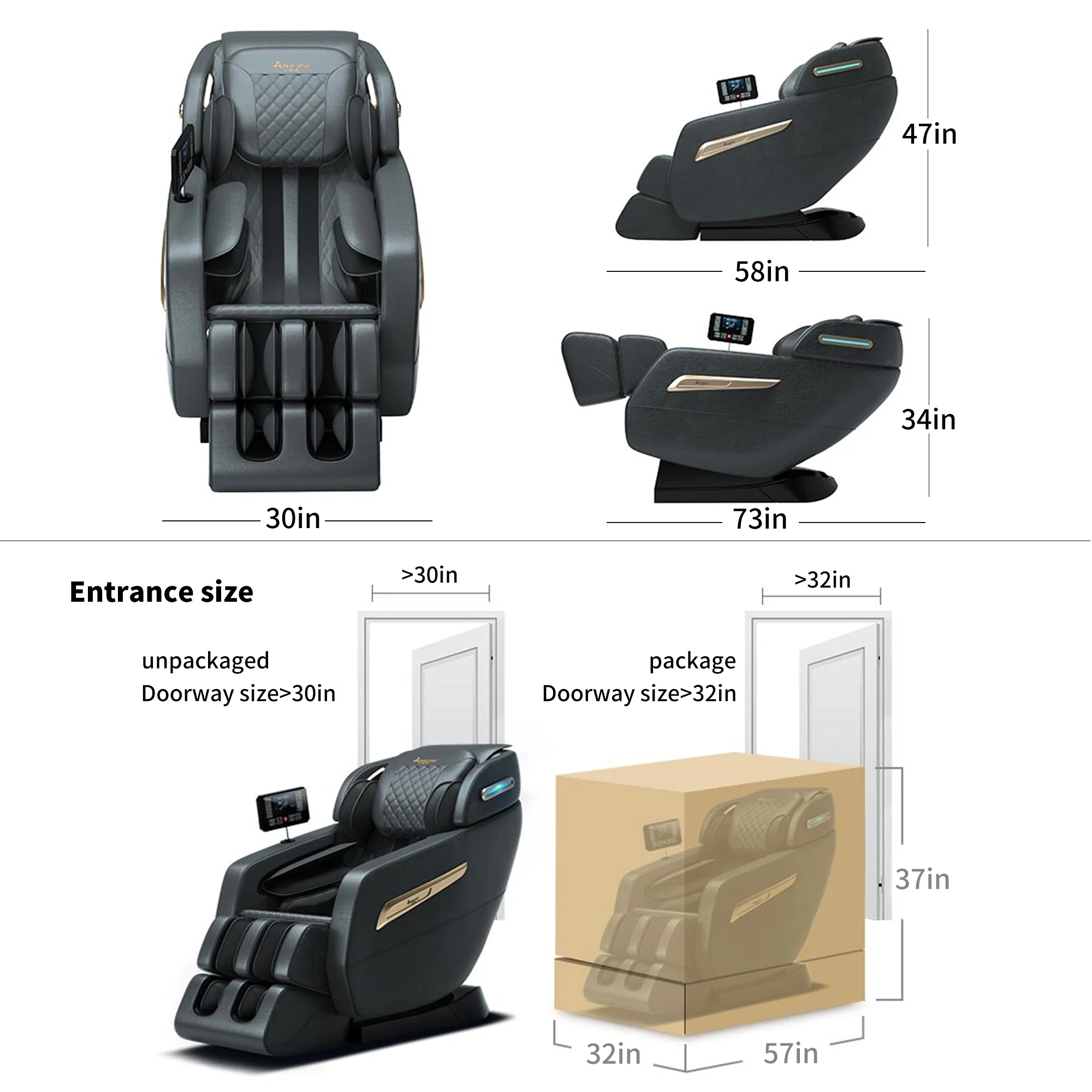 2024 4D Zero Gravity Massage Chair, Full Body Shiatsu Recliner with Yoga Stretching, SL Track, Intelligent Voice Control, Calf Kneading, Calfrest Extension, Premium Black Leather