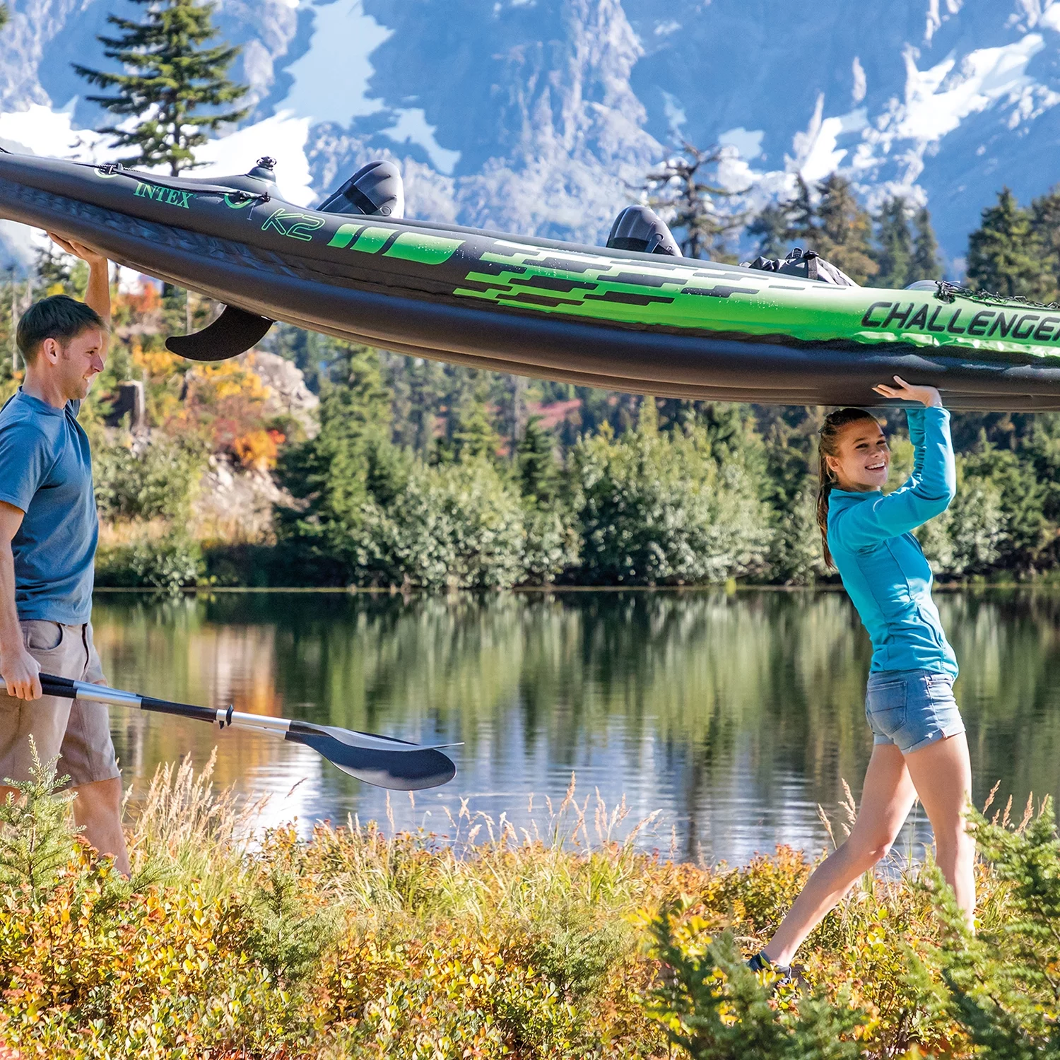 2026 Intex Challenger K2 Inflatable Kayak with Oars and Hand Pump