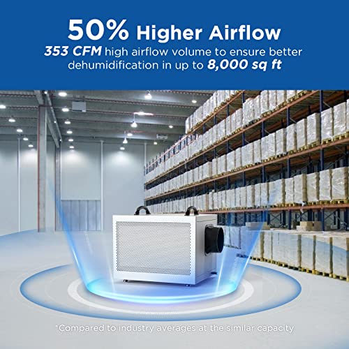 Moiswell 212 Pints Commercial Crawl Space Dehumidifier with Pump and Drain Hose