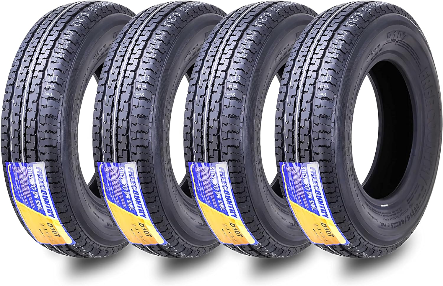 Grand Ride Set of 4 ST225/75R15 Trailer Tires
