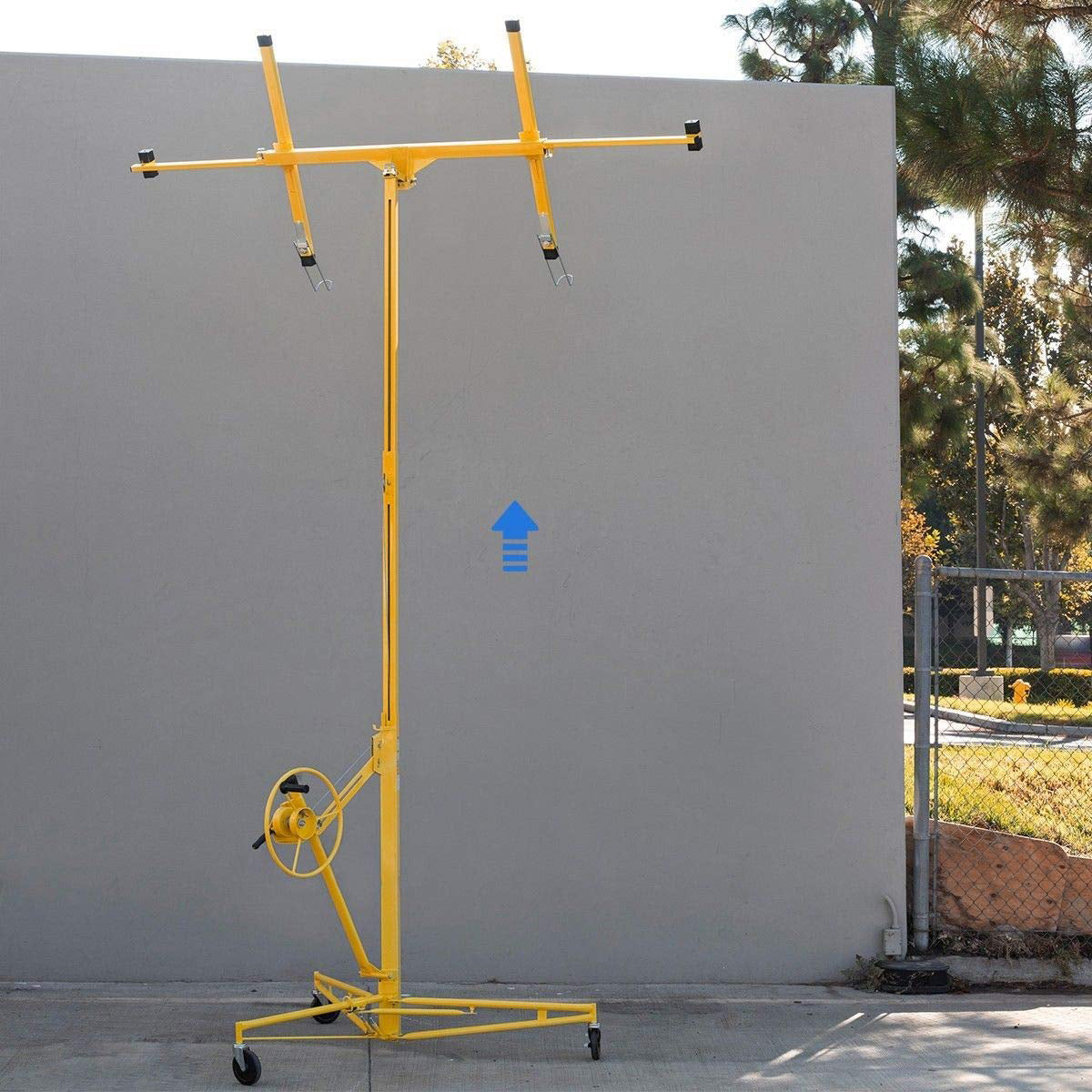 2026 Stark USA 65044 65044 Drywall Lift 11' Yellow Rolling Sheetrock Panel Hoist Jack