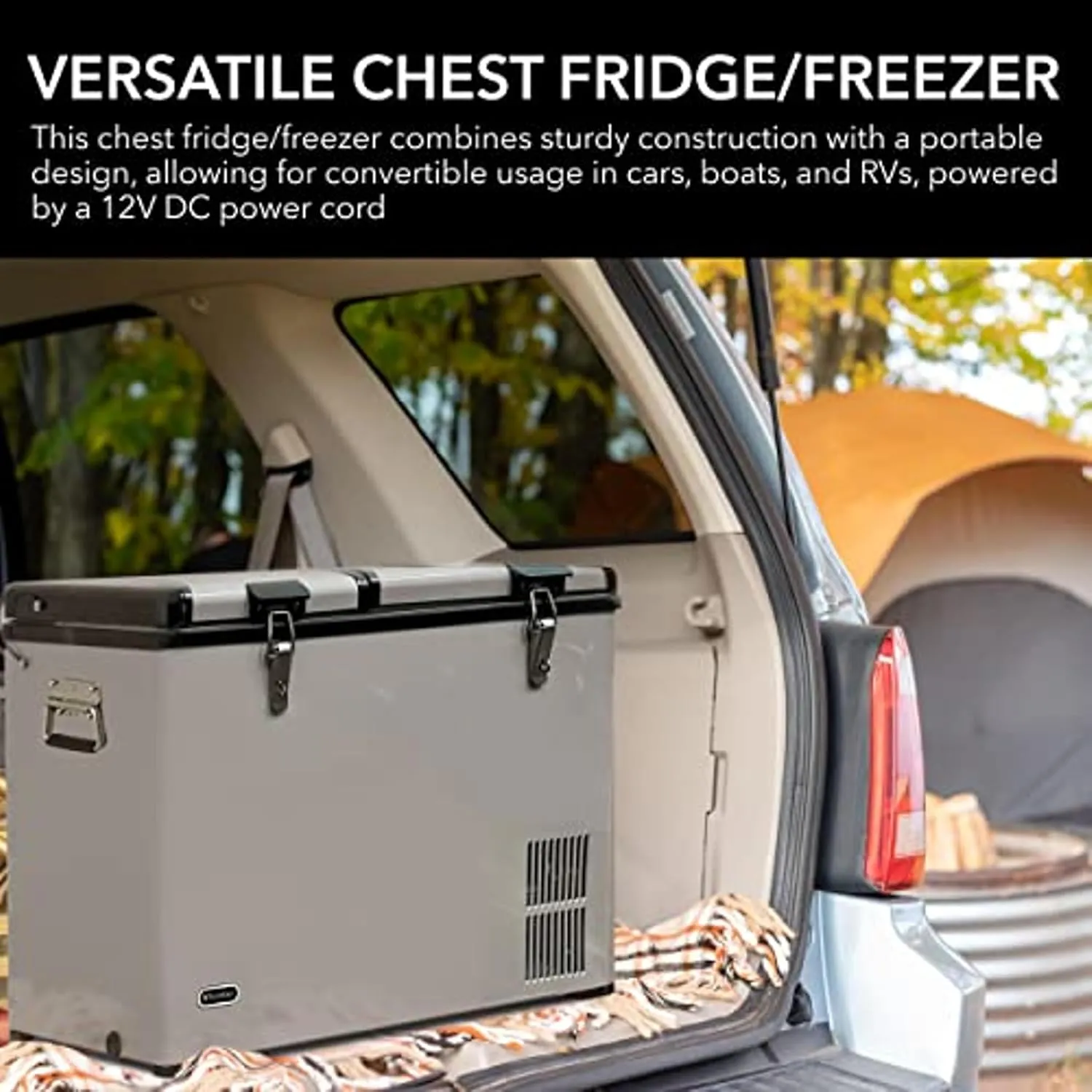 FM-65G 65 Quart Portable Refrigerator and Deep, AC 110V/ DC 12V, Real Chest Freezer for Car, Home, Camping, and RV with-8°F to 50°F Temperature Range, Gray, One Size