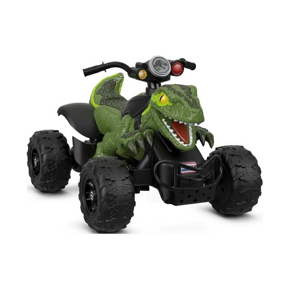 2026 Power Wheels Jurassic World Dino Racer Ride-On ATV, Green Dinosaur Toy