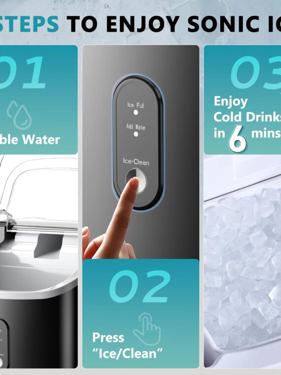 EUHOMY Nugget Ice Maker Countertop with Handle