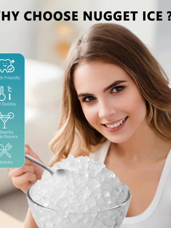 EUHOMY Nugget Ice Maker Countertop with Handle