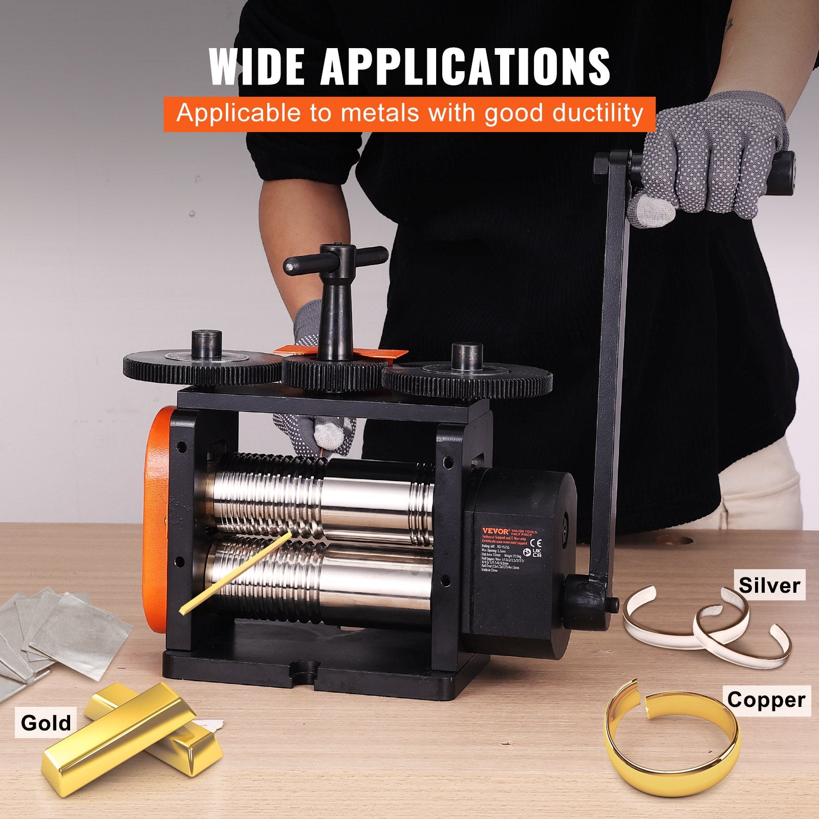 2026 Vevor Rolling Mill Jewelry Machine 3-in-1 Multi-Function 57mm Max Width New