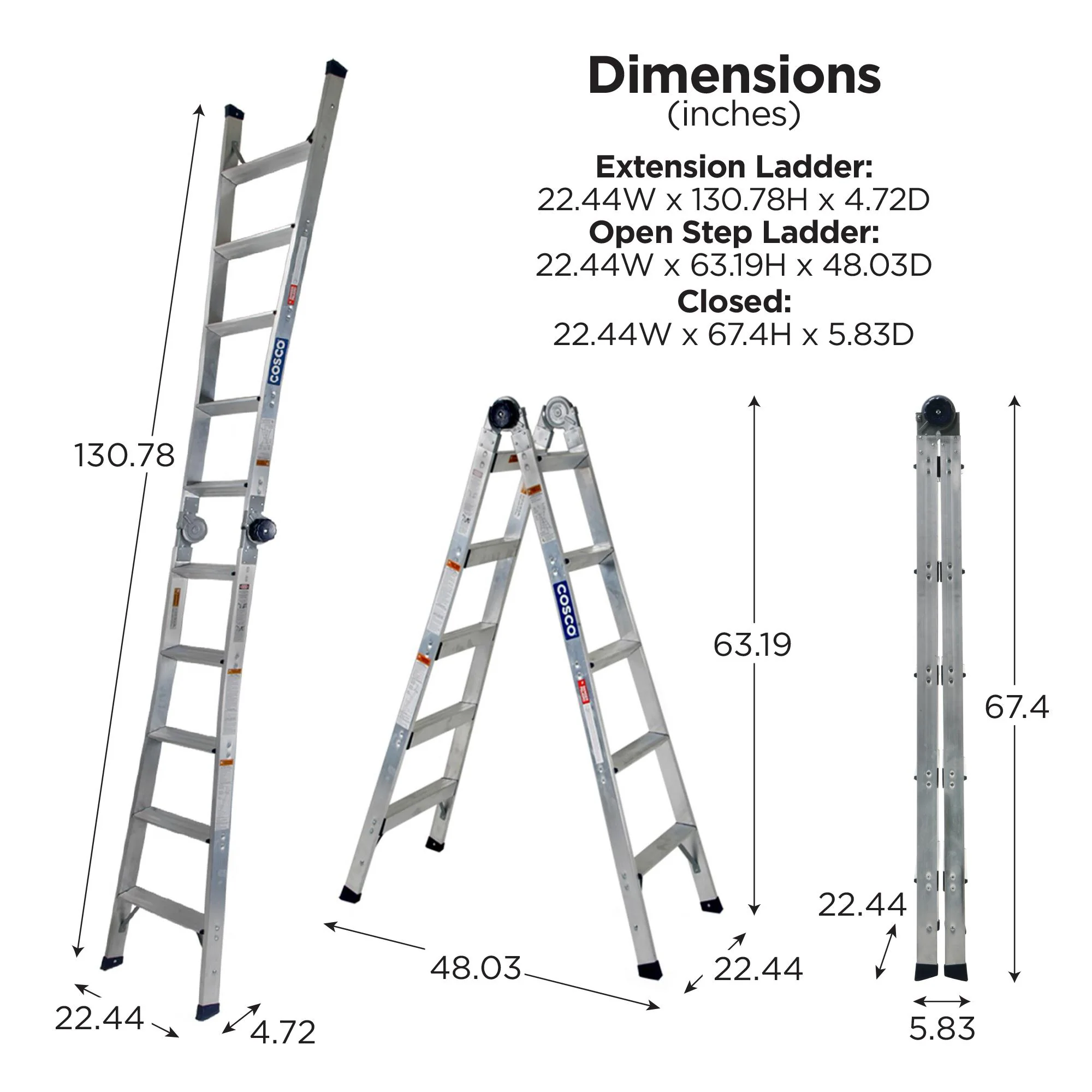 2-in-1 Step and Extension Ladder, 8 ft. 11 in. Reach