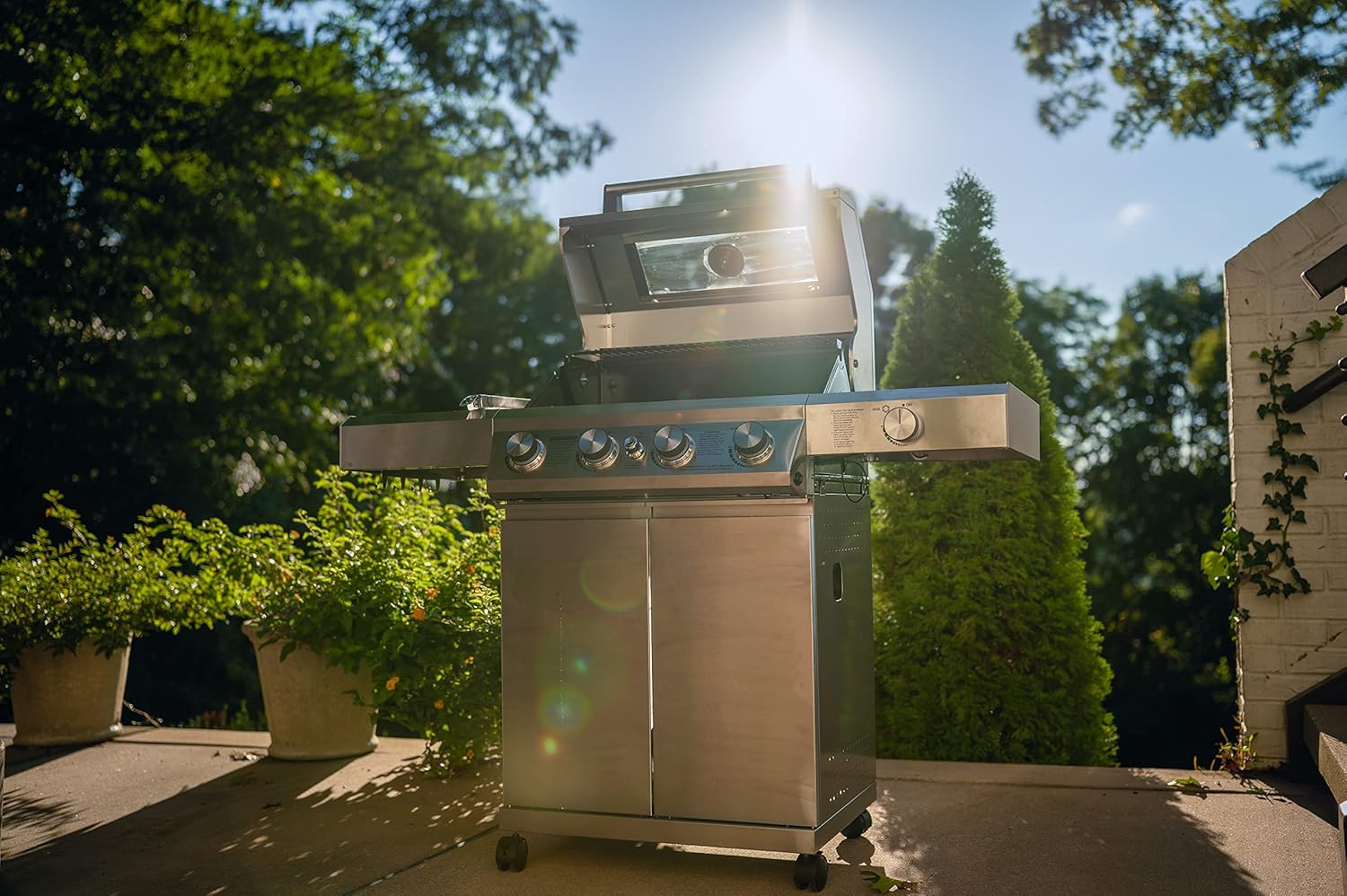 Larger 4-Burner Propane Gas Grills bbq Stainless Steel Heavy-Duty Cabinet Style with Knob Controls Side Burner Mesa 400m