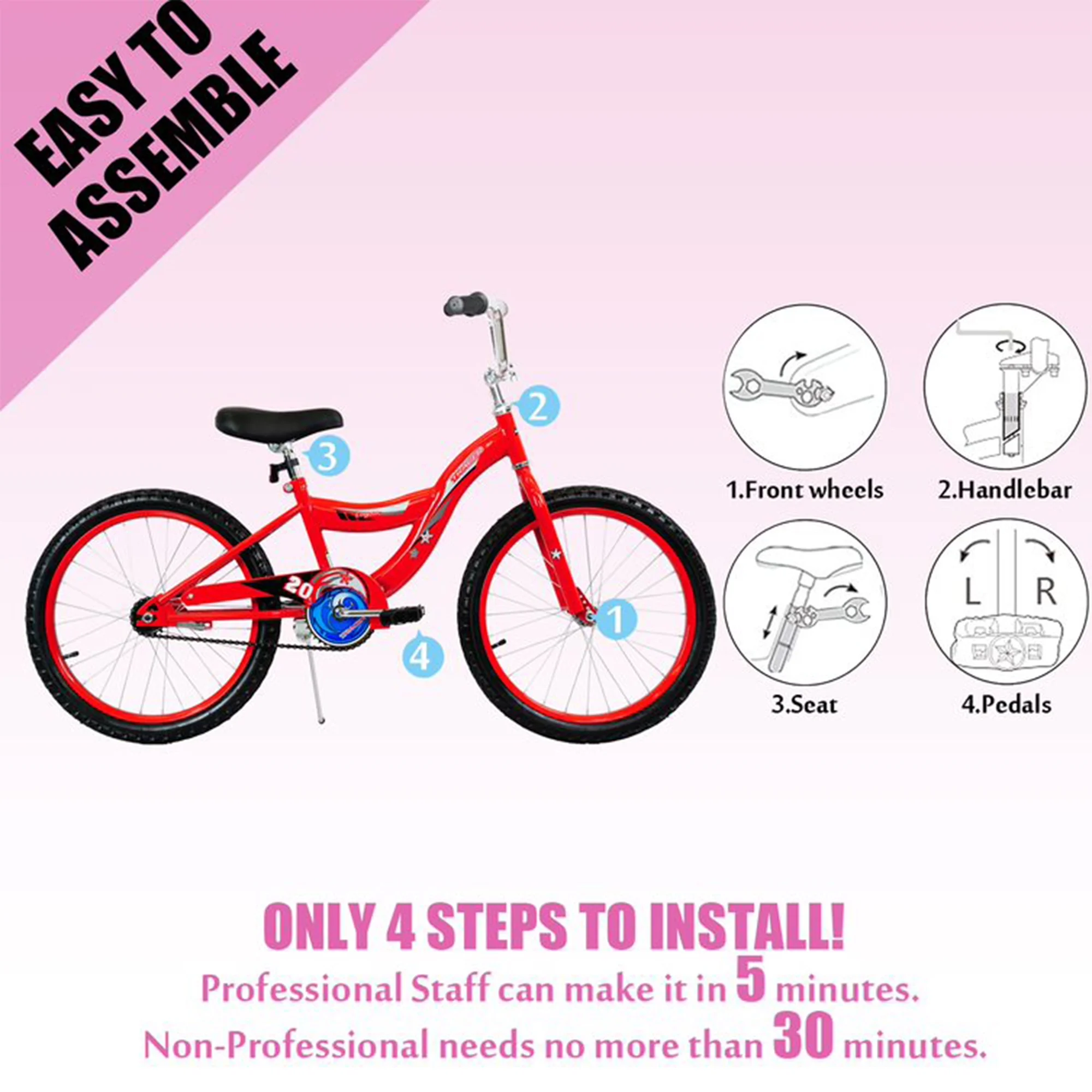 2026 TRACER Logan 20 In Hi-Ten Steel Framed Freestyle BMX Beginners Bike, Red