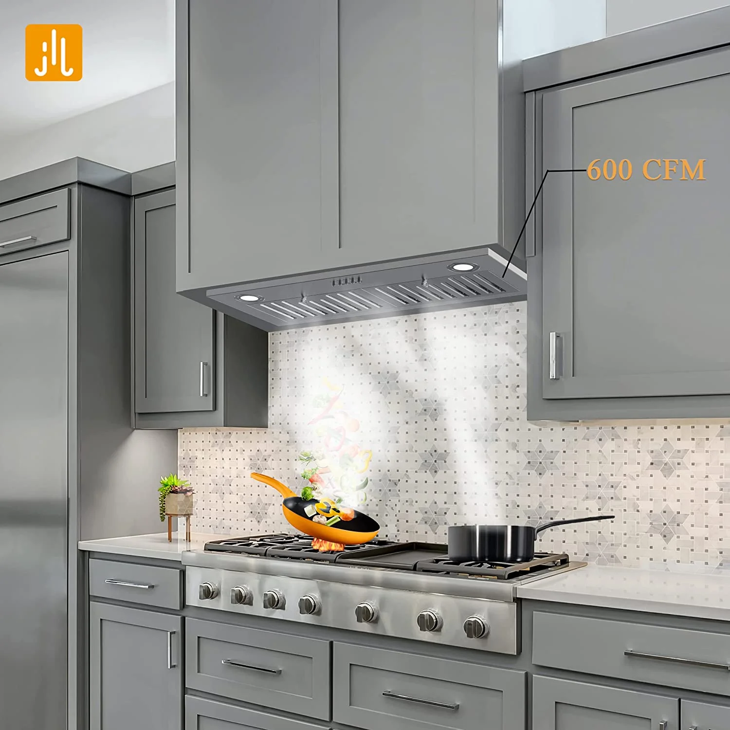 2026 Range Hood 30-inch Built-in Insert Cooker Hood 600CFM Powerful Exhaust Vent Fan