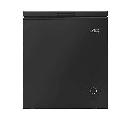 5 Cu Ft Chest Freezer Black, Energy-Efficient, Compact with Removable Basket for Home or Business