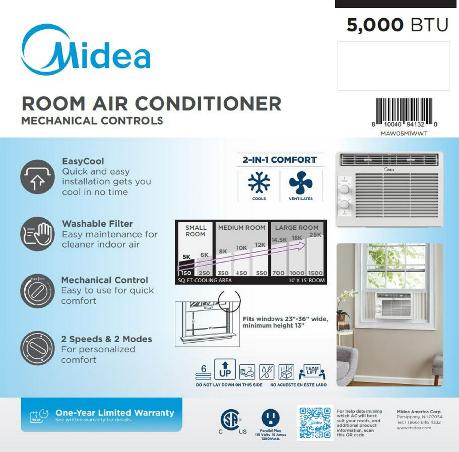 Midea 5,000 BTU 115V Mechanical Window Air Conditioner