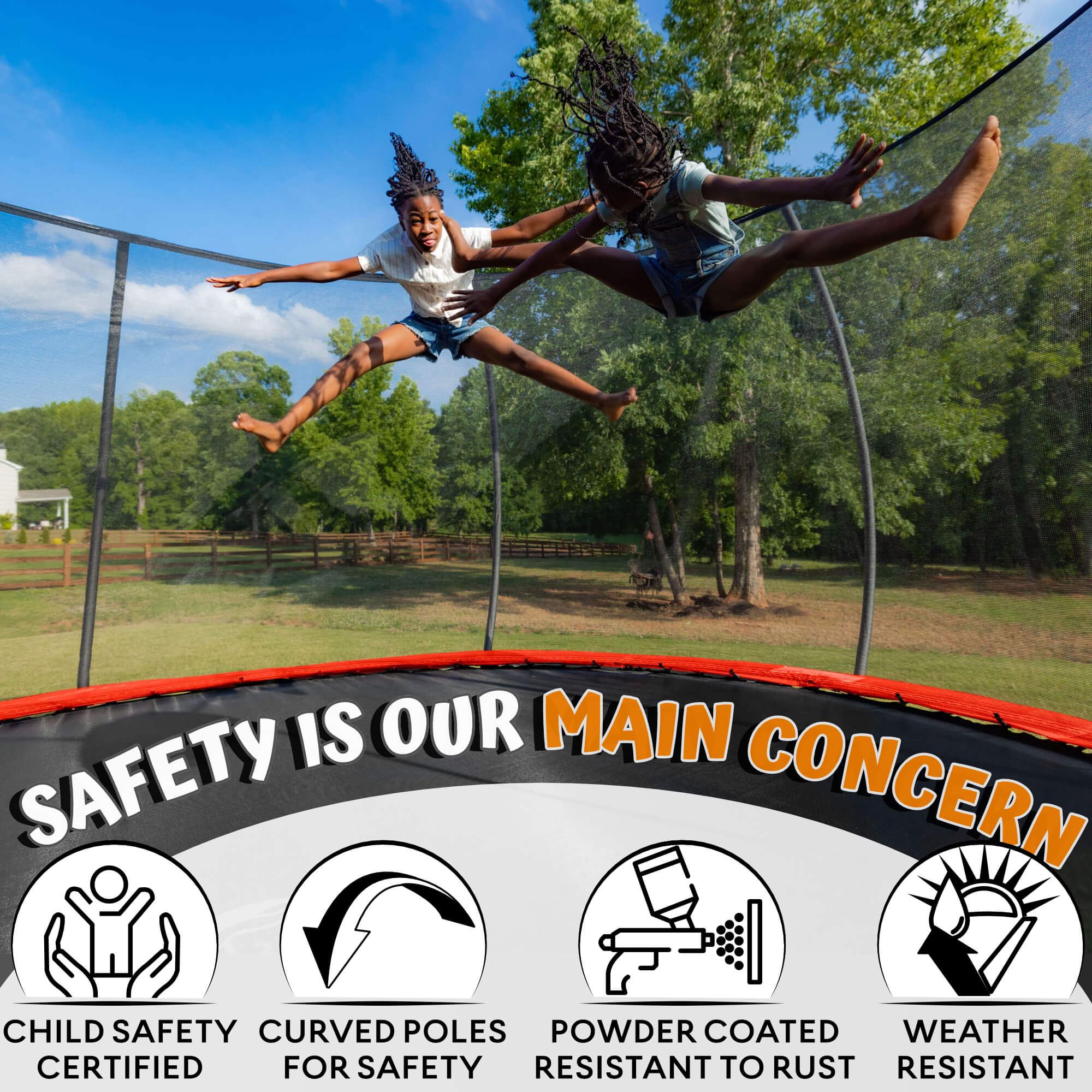 16FT Trampoline with Enclosure & Double Color Pad Cover