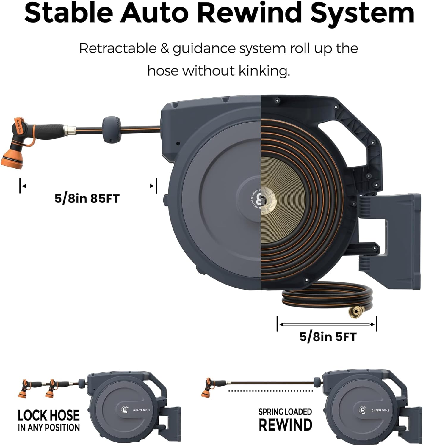 AW505/8 Retractable Garden Hose Reel 115 Ft