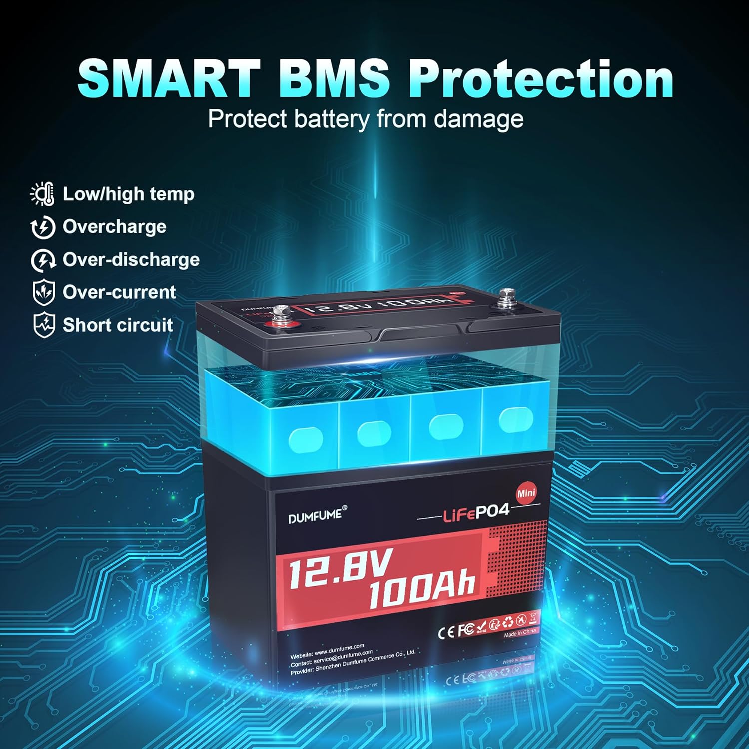 12V 300Ah Lithium LiFePO4 Battery with 200A BMS