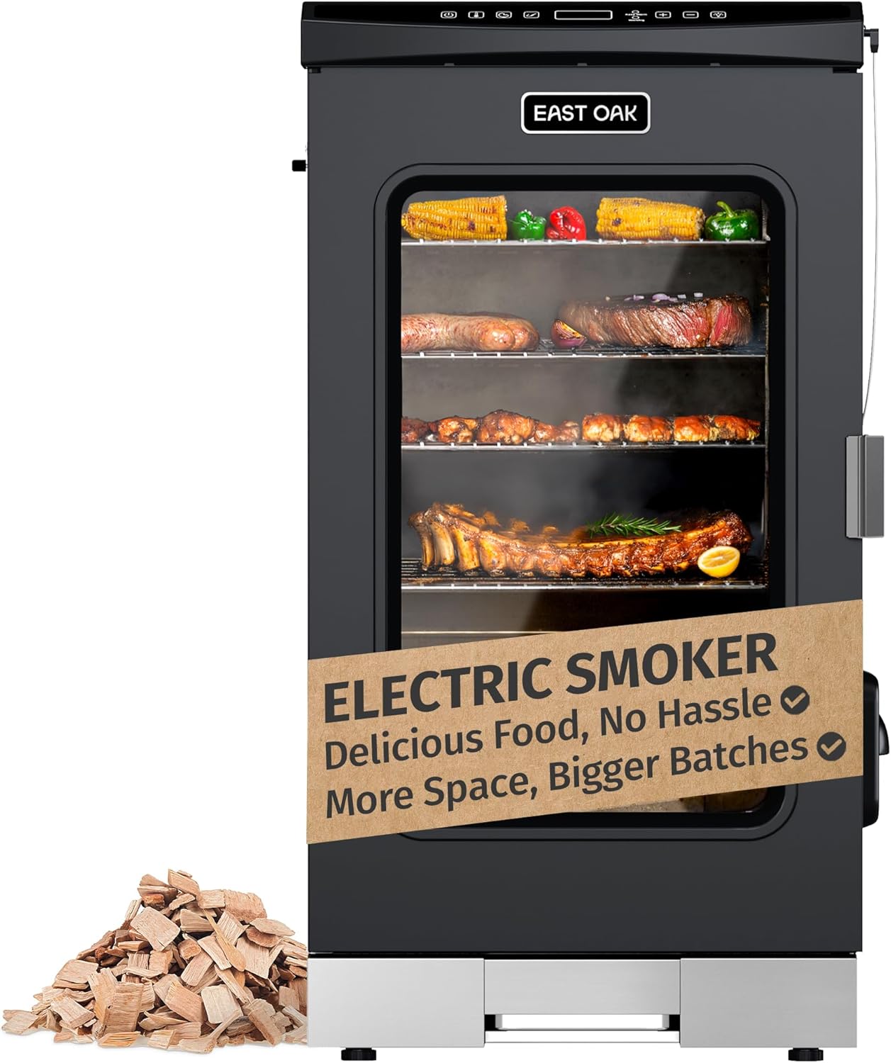 OAK 30′′ Electric Smoker with Glass Door & Thermometer