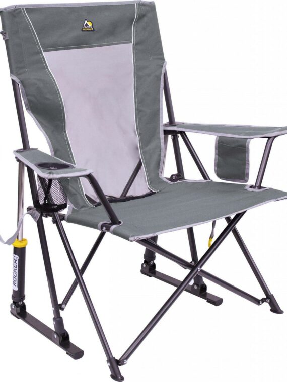 GCI Outdoor Comfort Pro Rocker Foldable Rocking Camp Chair, Mercury Gray