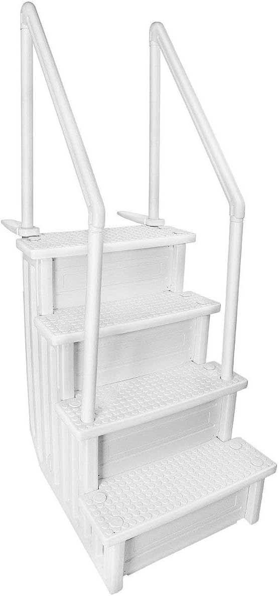 Deluxe Above-Ground Pool Ladder A-Frame Swimming Non-Sliip Step Ladder, White