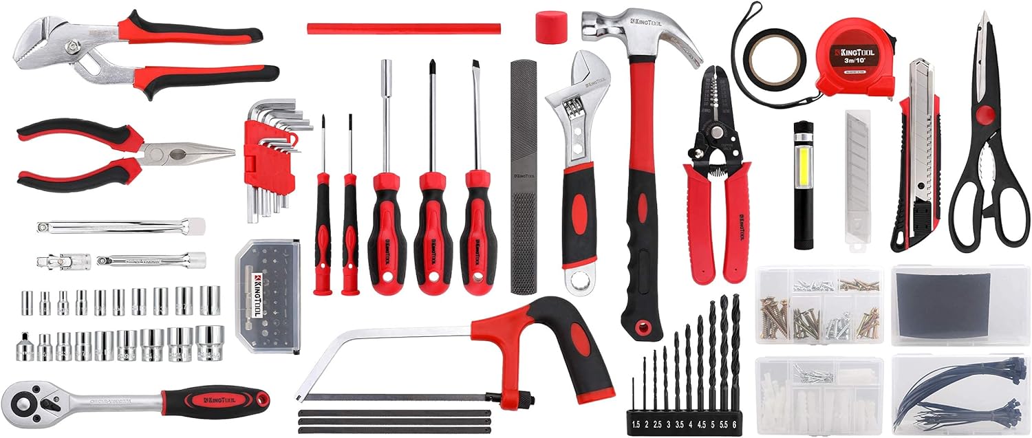 2026 KINGTOOL Home Tool Set Kit - 286 PCS Home Auto Repair Tool Kit with Rolling Tool Box, Mechanic Tool Sets with 21V Max Cordless Power drill, Perfect for Homeowner, Diyer, Handyman